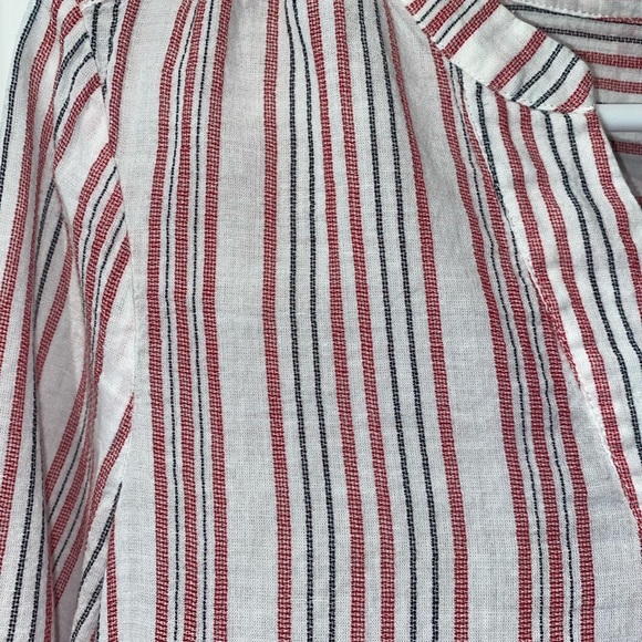 JOIE Red and White Striped Cotton V-Neck Blouse Size Small - Picture 7 of 7